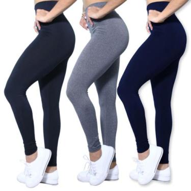 Imagem de Kit 3 Calças Legging Heide Ribeiro Suplex Cintura Alta, GG, Preto, Cin
