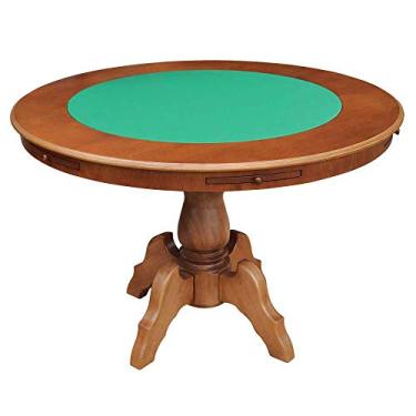 Imagem de Mesa de Jogos Carteado Redonda Montreal 6 Lugares Tampo Reversível com Gavetas e Porta Copos Amêndoa - Gran Belo
