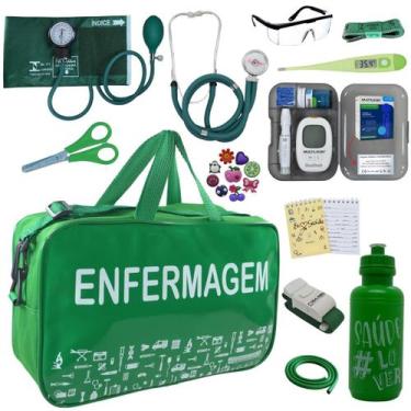 Imagem de Kit Enfermagem Aparelho Pressao Medidor Glicose Esteto Multi Premium, 