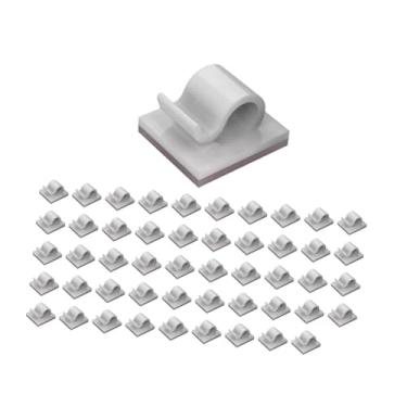 Imagem de BaotyJie 50x Grampos de cabo Montagens de conduítes de fios Fácil instalação Grampos de fio Organizadores de cabos Suportes para banheiro Escritório Quarto, Branco
