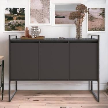 Imagem de Buffet Industrial Aparador 3 Portas Tokyo Preto Onix Preto Onix