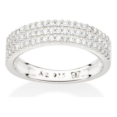 Imagem de Meia Aliança Cravejada Por 63 Zircònias De 810234 - Rommanel, Branco, 