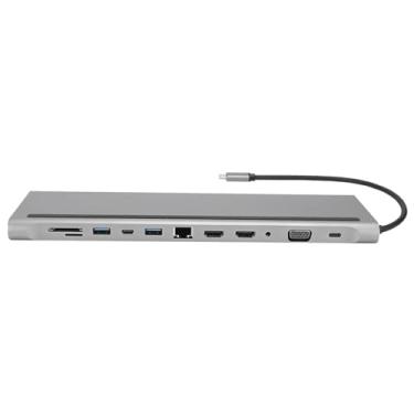 Imagem de 12?em? Docking Type?C para Dual S Sc Display USB VGA PD RJ45 Docking Station. Saída e Slots de Cartão para Cartões de Memória de 12 pol. DockingType?C para Dual DockingUSB