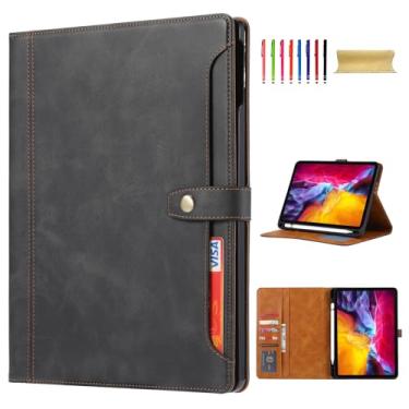 Imagem de Capa flip para Apple iPad Air 13 2025 2024 M3 M2/ Pro 12,9 polegadas 2022/2021/2020/2018, porta-lápis, capa inteligente para hibernar e despertar automática, suporte de bolso, fecho de pressão, capa