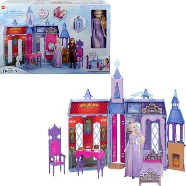 Imagem de Disney Frozen Casa de Bonecas Castelo Arendelle com 1 Boneca Elsa, 4 Áreas de Lazer, 15 Acessórios e Móveis Inspirados no Filme Frozen 2