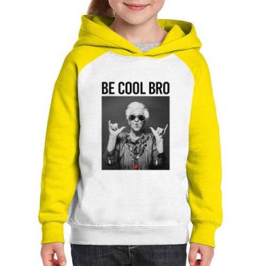 Imagem de Moletom Infantil Be cool bro - Foca na Moda, Branco, Amarelo, 4