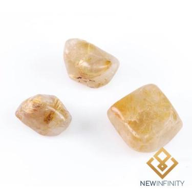 Imagem de 3 pedras de Quartzo Rutilado Rolado Cristal Natural 2cm Sucesso e Pros
