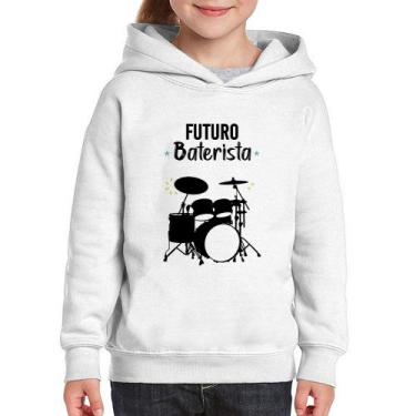 Imagem de Moletom Infantil Futuro Baterista - Foca na Moda, Branco, 6
