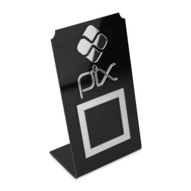 Imagem de Placa Pix QR Code Display Para Pagamentos Acrílico Preto Loja Comércio