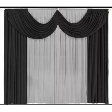 Imagem de Cortina Paris Para Sala 2,00m X 1,70m Com Bando Decorativo Em Tecido M