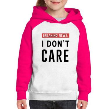 Imagem de Moletom Infantil I don't care - Foca na Moda, Branco, Rosa, 8