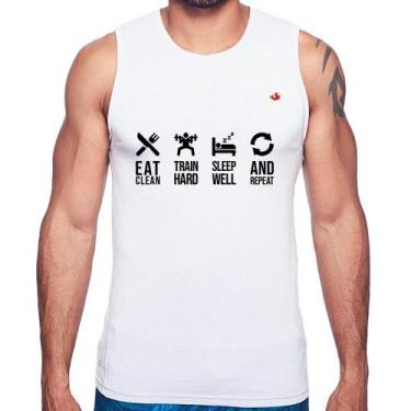Imagem de Regata Eat, train, sleep, repeat - Foca na Moda, Branco, GG