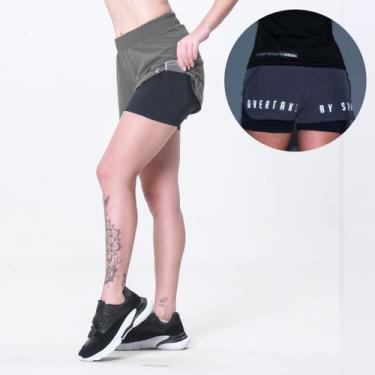 Imagem de Short 2 em 1 Feminino Surty Reflect Loose, Verde, P, Mulher