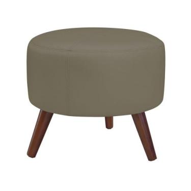 Imagem de Puff Decorativo Redondo Pés Palito Couro Fendi - Gran Belo