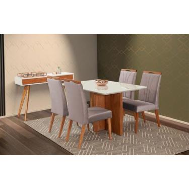 Imagem de Mesa de jantar + 4 cadeiras Milão tampo Atenas 140 cm Peach - Gran Dec