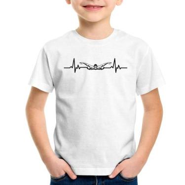 Imagem de Camiseta Infantil Batimentos Natação - Foca na Moda, Branco, 12