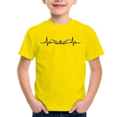 Imagem de Camiseta Infantil Batimentos Natação - Foca na Moda, Amarelo, 2