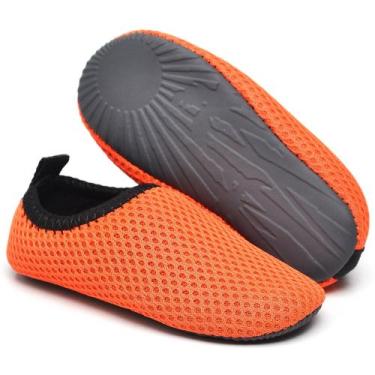 Imagem de Sapatilha Infantil Aquatica Nylon Praia Piscina Calce Facil Neon Lança