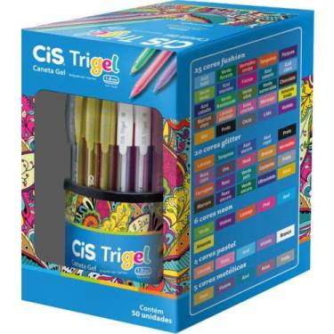 Imagem de Caneta GEL CIS Trigel 1,0MM 12 Cores Diversas Display com 50 - Sertic