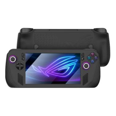 Imagem de IINE Capa protetora de silicone ROG Ally X com protetor de tela de vidro temperado, tampas para polegar, aderência antiderrapante, capa à prova de poeira, capa de silicone macio para acessórios de