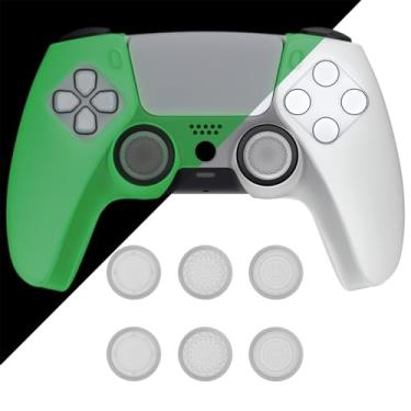 Imagem de PlayVital Pure Series Dockable Model Anti-Slip Silicone Cover Skin for ps5 Controller, Soft Rubber Grip Case for ps5 Controller Fits with Charging Station with 6 Thumb Grip Caps - Glow in Dark - Green