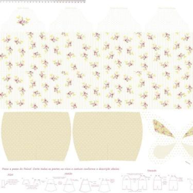 Imagem de Tecido Estampado para Patchwork - Coração de Pano: Painel Macacão Bege