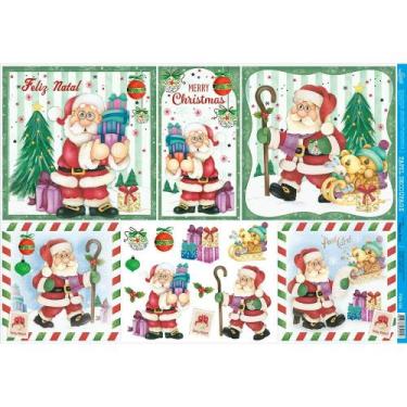 Imagem de Papel Decoupage Natal Litoarte PDN - 128 - Papai Noel e Bichinhos 50 X