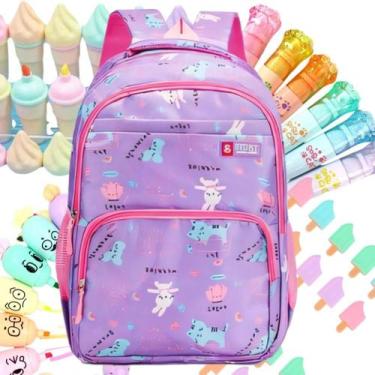 Imagem de Mochila Escolar Volta As Aulas Menina 35l Estojo 5 Cores - SOU MAIS PR