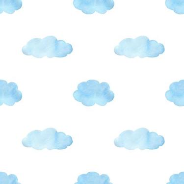 Imagem de Papel De Parede Adesivo Lavável Infantil Nuvem Azul Quarto Bebê Matern