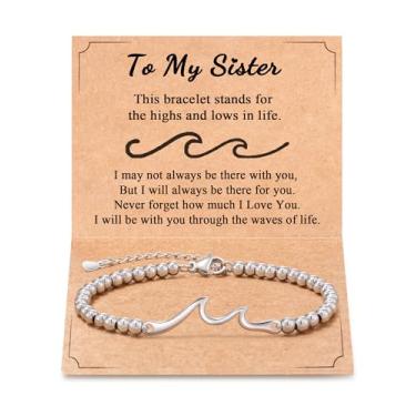 Imagem de Tarsus Presentes para irmãs, The Waves of Life We've Through Together, presente de irmã mais velha, presentes de aniversário para irmãs, presentes de Natal, average, Aço inoxidável, Sem Pedra Preciosa