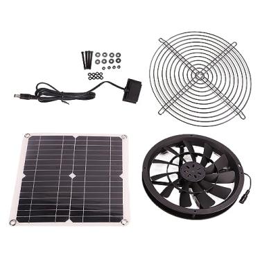 Imagem de Ventilador Movido a Energia Solar, Kit de Ventilador de Exaustão Solar, à Prova d'água, Dc, Sem Escova, Painel Solar Redondo, Ventilador de Resfriamento para Oficina, Casa de