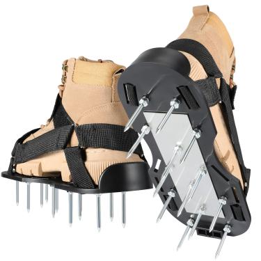 Imagem de Sapatos aeradores de gramado, sapatos de aerador de grama de solo atualizados, sandálias resistentes com pontas de aço inoxidável, ferramenta de aeração de gramado totalmente montada para jardim de quintal revive a saúde do gramado