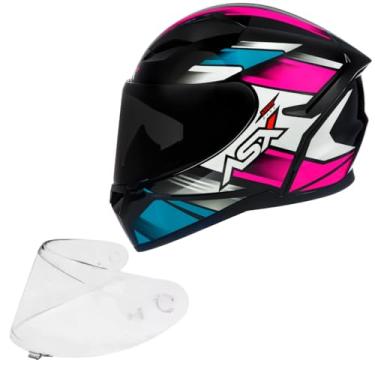 Imagem de Kit Capacete Feminino Asx City Start Rosa Esportivo Viseira Fume (54)