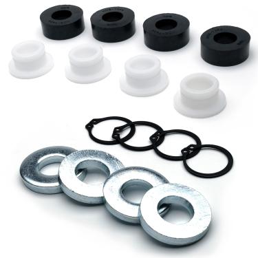 Imagem de HD Switch Kit de ajuste de altura de deck de 16 peças para cortadores de grama F123 7434-1 5727-1 5740-2 Inclui 4 buchas, 4 anéis de pressão, 4 buchas de choque e 4 novas arruelas de deck