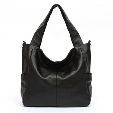 Imagem de Bolsas de ombro femininas mais coloridas, moda feminina, casual, bolsa de mão de couro legítimo, mensageiro, transversal, Preto, One Size