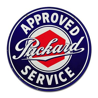 Imagem de Packard Approved Service Insignia Emblem Seal Vintage Gas Signs Reproduction Car Company Vintage Style Metal Signs Round Metal Tin Aluminum Sign Garage Home Decor With 2 American Flag Vinyl Decals