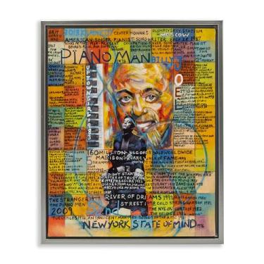 Imagem de Stupell Industries Billy Joel Collage Framed Floater Canvas Wall Art Design por Sabin, Moldura Flutuante Cinza, 43 x 53 cm