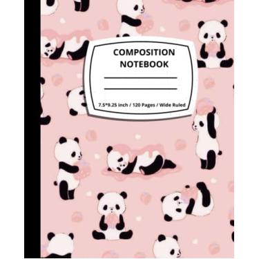 Imagem de Cute Panda pastel pink Composition Notebook Wide Ruled excellent back to school or Work gift for girls, teenagers & adults | School Supplies