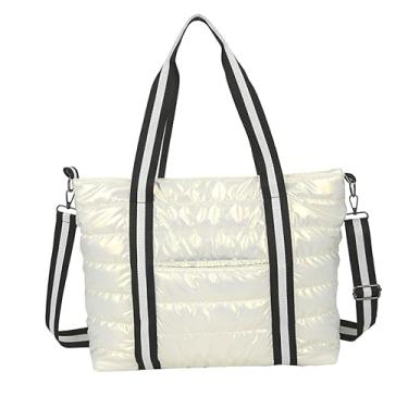 Imagem de Bolsa acolchoada acolchoada, bolsa feminina transversal de ombro, preta e branca, Bege