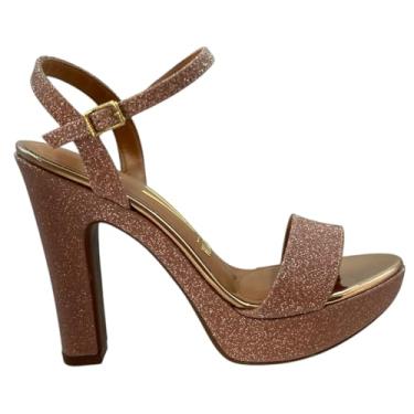 Imagem de Vizzano, Sandália Feminina Salto Alto Glitter Vizzano 6292.200 Cor:Ouro Rosado;Tamanho:37