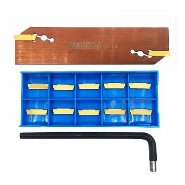 Imagem de Hunricho Ferramenta de ranhura de ranhura de ranhura ferramenta de corte de placa ferramentas de torneamento de torno SPB326, ferramenta de corte de ranhura com 12 peças SP300 inserções de torneamento