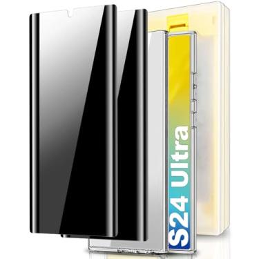 Imagem de Pozlle Pacote com 3 protetores de tela para Samsung Galaxy S24 Ultra Privacy de 6,8 polegadas com capa protetora de para-choque, [cabine de alinhamento automático/sem bolhas], filme antiespião, 100%