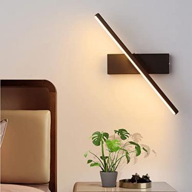 Imagem de 330°Rotativo LED Lâmpada De Parede Moderno Estilo Nórdico Longo Luzes De Parede Alumínio Interno Arandela Para Lâmpada De Cabeceira Sala De Estar Escadas(60cm, 12W,Black, 3 Colour Light)