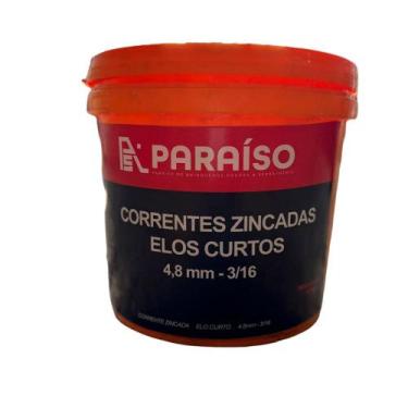 Imagem de Corrente de Aço Paraíso Zincadas Elo Curto 4,8mm x 3/16 - Paraiso Fabr