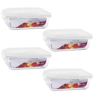 Imagem de Kit 4 Potes De Vidro Com Tampa Hermética De 1040ml Para Mantimentos - 