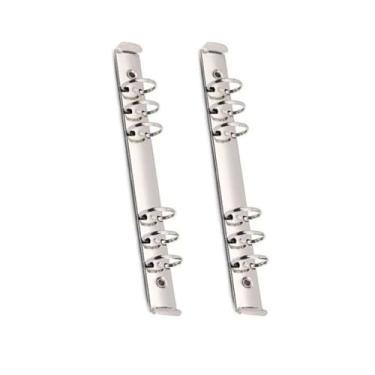 Imagem de 2 peças A5 Mecanismos de fichário com 6 furos, 3 cm de diâmetro, cor prata, clipe de metal, kit de substituição para agendas de fichário (tamanho A5, prata, 22 cm)