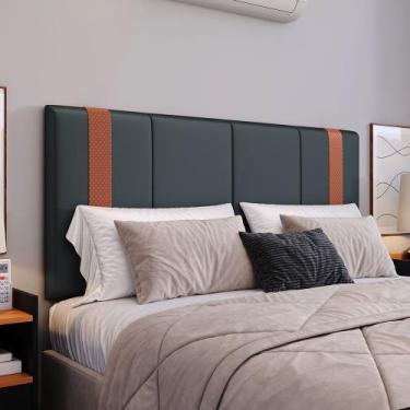 Imagem de Cabeceira Casal 140cm Suspensa Paris Com Detalhe Em Couro - CASA UAU, 