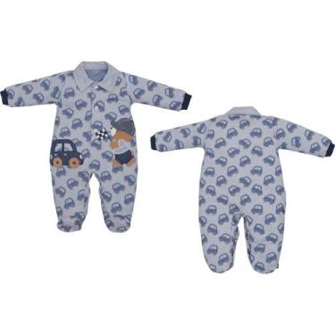 Imagem de Macacão Pezinho Manga Longa Azul Urso Bebê Menino D'Julio - Upi Ulli, 