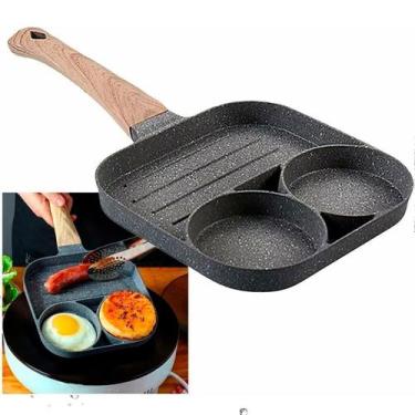 Imagem de Frigideira Antiaderente Não Gruda Chapa para Hamburguer - 3 EM 1