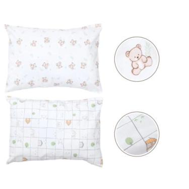 Imagem de Kit Fronha Bebe Estampada 40CmX28Cm Menina Menino 100 Algodão Papi Bab